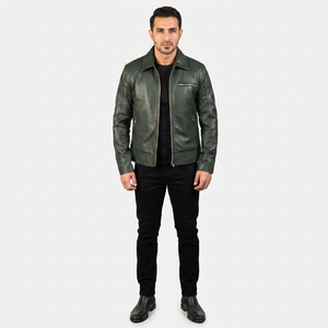 <b>Men's</b> Coated Leather <b>Jackets</b> with Stand Collar Vintage Style Hooded Varsity <b>Jacket</b> From Pakistan-High Quality Reasonable Price - Product Image 1