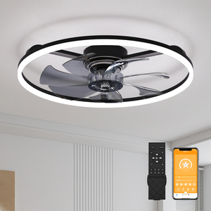 23.6 Inch Low Profile Flush Mount <b>Ceiling</b> <b>Fan</b> with Light, 150° Wide Airflow, APP & <b>Remote</b> <b>Control</b> for Bedroom Living Room - Product Image 1