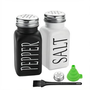 85ml Square Black and White Glass Spice <b>Bottles</b> <b>Shaker</b> Jars Screw Cap Custom Print Kitchen Seasoning Containers - Product Image 4