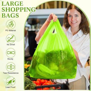 Bolsas de Camiseta Biodegradables con Asas Gruesas, Personalizables, Material PE, Impresión Serigráfica para Compras Comerciales (Supermercado) - Product Image 5