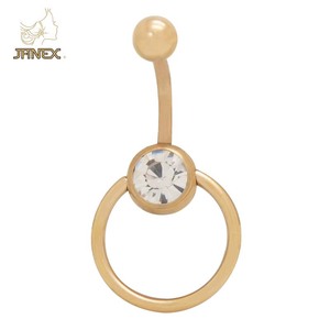 الذهب ، الفولاذ المقاوم للصدأ ، أسفل البطن الجسم ، جرس الموز ، وشم السرة ، مصنع مجوهرات الجسم الكريستالي - Product Image 4