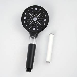 Pommeau <span class=keywords><strong>de</strong></span> <span class=keywords><strong>douche</strong></span> rond <span class=keywords><strong>noir</strong></span> mat 11 modes avec fenêtre <span class=keywords><strong>de</strong></span> filtre visible, coton PP remplaçable, douchette haute pression avec 1 filtre - Product Image 5