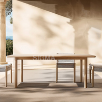Moderner Teakholz-Sessel mit Seilgeflecht-Unterstützung, Outdoor-Loungesessel mit Beigem Kissen und Zylindrischem Gestell für Villa, Terrasse und Gartendekoration