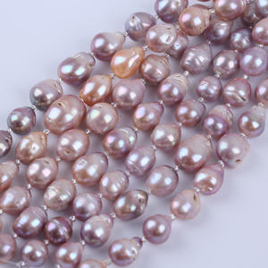 Chaîne de perles baroques violettes naturelles de 18 cm, 14-16 mm, perles de bus Mars, perles en vrac colorées pour accessoires de collier DIY, culture naturelle - Product Image 1