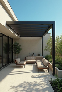 RKOVE RK-E1 Modern Aluminum Pergola Black Powder Coated <b>Square</b> <b>Frame</b> Weather Resistant Backyard Outdoor Structure - Product Image 3