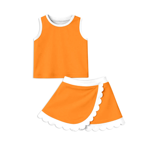 Vêtements de sport personnalisés à bords festonnés, couleur unie, volants, nouveaux designs, jupes-shorts mignonnes pour enfants, tenues de tennis pour filles - Product Image 6