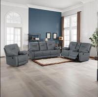 Modernes Manuelles Relaxsofa-Set 3+2+1 mit Konsolen-Getränkehalter, Leder, Massivholzrahmen, Massage- und Ausziehfunktionen für das Wohnzimmer