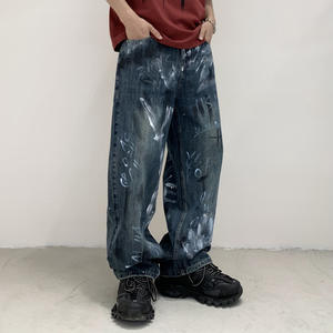 Jeans de Diseñador de Alta Gama Talla Grande 1:1, Jeans <span class=keywords><strong>Culotte</strong></span> para <span class=keywords><strong>Hombre</strong></span>, Jeans Holgados Y2k con Cierre, Pantalones Vaqueros con Estampado de Grafiti para <span class=keywords><strong>Hombre</strong></span> - Product Image 1