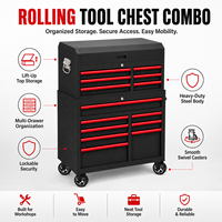 Armoire à outils roulante en acier robuste avec serrure à clé, capacité de charge élevée, rangement portable pour garages et mécaniciens