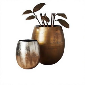 Ensemble de 2 jardinières en laiton de tailles différentes jardinières de forme ronde de qualité supérieure jardinières extérieures et intérieures à bas prix - Product Image 1
