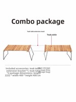 Table pliante d'extérieur en teck pour le glamping, portable, pour le camping, le rangement, le barbecue, le pique-nique, les excursions en voiture, mobilier d'extérieur