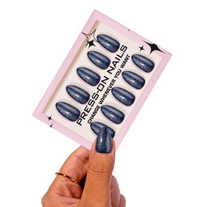 Dreamy Blue Crystal Cat-eye Sparkly Powder <strong>Dazzling</strong> clear Finger <strong>Nail</strong> Almond Private Label Press on <strong>Nails</strong> Oem Artificial <strong>Nails</strong> - Product Image 4