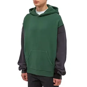 Sunton Thiết Kế Mới Hai Màu Sắc Hoodies 380gsm Cotton Hữu Cơ Lông Cừu Áo Kích Thước Bình Thường Hoodies