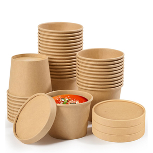 Hot Sale Large Fast Food Salad Fried Rice Takeaway Paper Boxes Kraft Paper Cardboard Soup Salad Bowl Disposable <b>Lunch</b> <b>Box</b> - Product Image 1