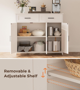 <span class=keywords><strong>Buffet</strong></span> de cuisine style farmhouse avec tiroirs <span class=keywords><strong>et</strong></span> portes, étagères réglables, rangement pour bar à café, <span class=keywords><strong>blanc</strong></span> - Product Image 5
