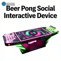 Table de beer pong interactive en métal moderne avec lumières LED, effets sonores et jeux multiples pour bars et soirées