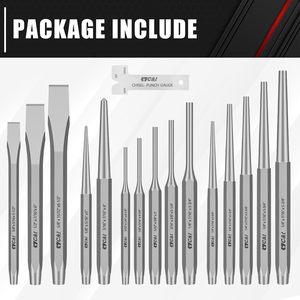 Premium 16-Piece Punch <strong>Chisel</strong> Set Wood <strong>Handle</strong> Storage Pouch Including Taper Cold <strong>Chisels</strong> Pin Center Chrome Vanadium Steel - Product Image 2