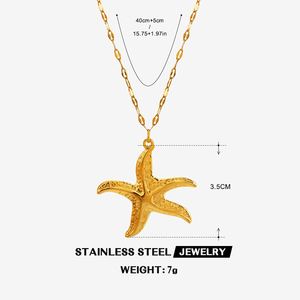 Collier Étoile de Mer Style <span class=keywords><strong>Océan</strong></span>, Plaqué Or 18K, en Acier Inoxydable, avec Tortue et Étoile de Mer Filetée - Product Image 3