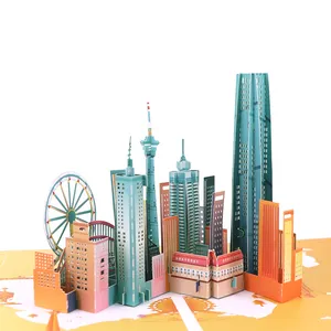 New Arrival 3D Pop Up Greeting Cards Custom Greeting Cards With Envelopes Building 3D Pop Up Card