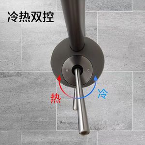 Floor-standing Bathtub Faucet Single Handle All-copper Ceramic Valve Rain Shower Head 130mm Below Round Shape - Product Image 2
