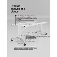 Table de conférence moderne pliable et télescopique multifonctionnelle en mélamine pour formation et réunions, avec système d'assemblage