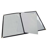 Porte-menus 8,5 x 11 pouces pour restaurant - Lot de 2 porte-menus 2 pages 4 vues en similicuir premium transparent pour café et dossier de livres
