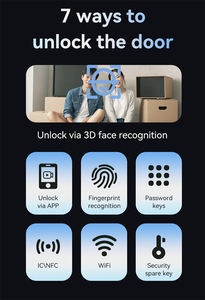 सीएनसी फेस रिकग्निशन वाटरप्रूफ आईपी 65 स्वचालित डिजिटल अपवc डिजिटल लॉक वाई-फाई यूरो मोरेटिज़ स्लिम स्मार्ट एल्यूमीनियम दरवाजा लॉक - Product Image 2