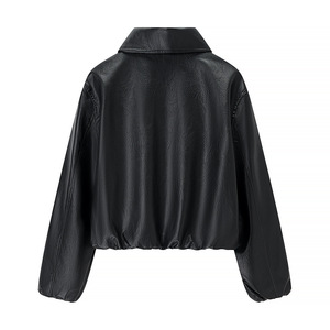 Giacca Bomber da <span class=keywords><strong>Donna</strong></span> in Pelle PU <span class=keywords><strong>Oversize</strong></span> con Spalle Cadenti, Lunghezza Corta, Zip Frontale e Colletto a Risvolto, per l'Autunno e lo Stile Street - Product Image 6