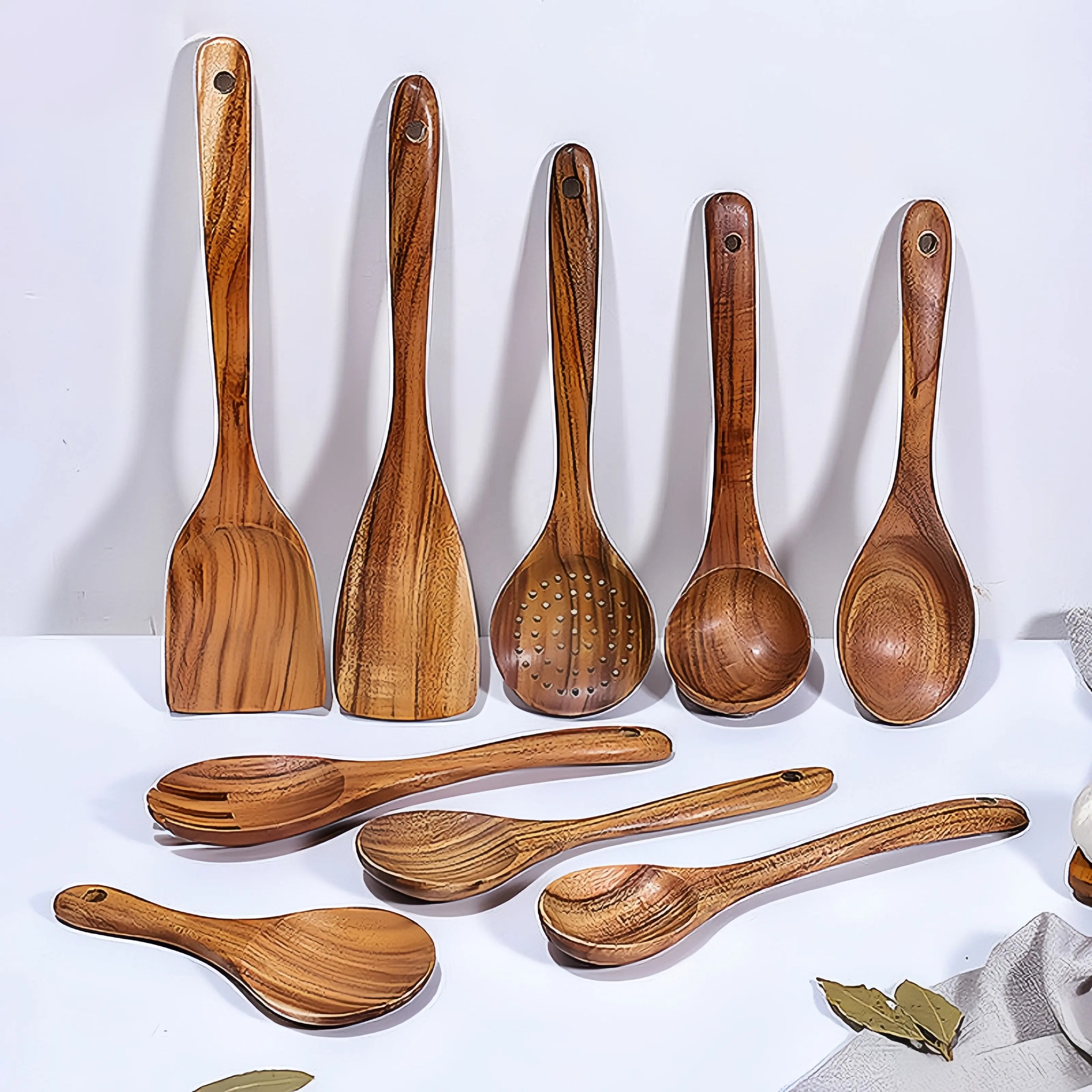 Utensils Kitchen Set Cooking Wooden Bamboo Kitchen Utensils Kitchen & Tabletop
