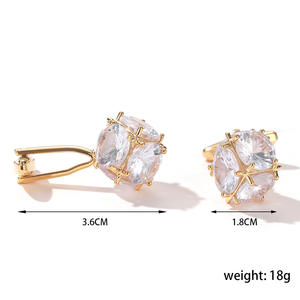 Mancuernillas para Hombre de Alta Calidad, Mancuernillas de Lujo con Diamantes, Mancuernillas Redondas de Circonio Dorado para Camisa - Product Image 4