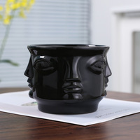 Einfache facetten reiche Gesichts keramik des nordischen Stils kleiner saftiger Blumentopf kreatives Wohnzimmer abstrakte dekorative Vase