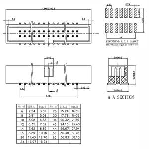מחבר SMD פשוט מסוג Horn Seat, מרווח פינים 1.27 מ\\\"מ, 18 פינים, שורה כפולה, SMT IDC, שקע 8p10p12p16p20p, כיסוי, מחבר קופסה מסוג Jane Bull - Product Image 2