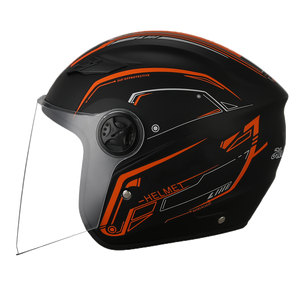 <span class=keywords><strong>Casque</strong></span> de <span class=keywords><strong>moto</strong></span> avec visière en ABS, rond à motif de requin noir 3/4 pour voiture électrique - Product Image 2