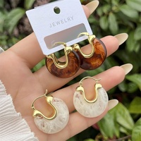 Boucles d'oreilles en acrylique en forme de U plaqué or 18 carats en cuivre, plusieurs styles pour les vêtements quotidiens des femmes, cadeaux rétro élégants