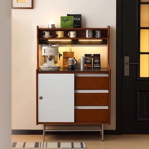 Solid Wood Sideboard Living Room Cabinet With Storage And Coffee Maker Multifunctional Wall Mounted Design For Small Apartment - Product Image 1