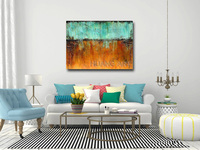 Peinture originale à l'huile sur toile, bleu ciel, abstraite, faite à la main, moderne, pour décoration murale de chambre