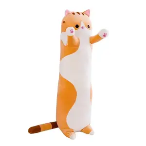 JM grandes tailles jouets en peluche chat mignon peluche canapé coussin décoration de la maison doux long corps chat forme étreignant oreillers en peluche