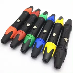 Vente chaude cuivre aiguille plaqué or filetage intérieur couleur noire 3pin pratique microphone prise connecteur jack