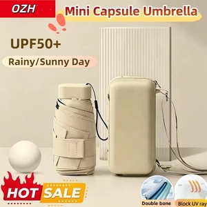 Mini parapluie compact à double armature renforcée, protection UV, soleil et pluie, portable, pliable, vente en gros, export, dépôts - Product Image 1