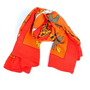 custom fashion orange 100% wool scarf for women