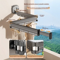Porte-vêtements télescopique pliable invisible à ventouse métallique pour balcon et dortoir, fixation sans perçage, forte aspiration pour fenêtre en baie