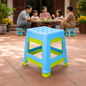 Modern Heavy Duty PP Plastic Utility <b>Stool</b> Square Weatherproof School Laundry Bench Drain Holes Easy Clean Durable Seating - Product Image 5