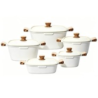 10Pcs Set Peralatan Masak Granit Anti Lengket Bentuk Kotak Dengan Tutup Kaca Mewah untuk Timur Tengah Pembelian Grosir Restoran Premium