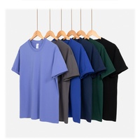 Kaos Pria Musim Panas 230G Katun Tebal Lengan Pendek Kerah Bulat Longgar Warna Solid Lapisan Dasar Grosir Custom Kaos Dasar