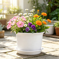 Pot de fleurs en résine avec trous de drainage, design moderne durable, capacité de 1,33 L pour une utilisation en intérieur/extérieur