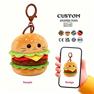 Portachiavi Personalizzati a Forma di Hamburger Giallo, Imbottiti in Cotone PP, Servizi OEM/ODM Disponibili per Portachiavi Peluche Personalizzati - Product Image 1