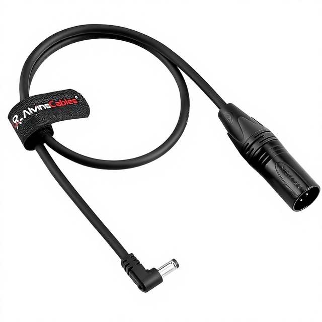 Alvins Power Cable XLR 4 Pin Male 5.5 2.1mm DC Right Angle Cable for C70 Blackmagic Video Assist Atomos Ninja V 60cm/2ft