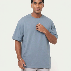 Heavy Cropped <b>Box</b> Fit T Shirt Blank Shirts High Quality Mock Neck Boxy Fit Oversize <b>Drop</b> Shoulder Men's T-shirts - Product Image 1