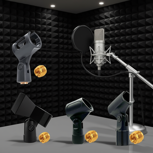 ที่ยึดไมโครโฟนแบบ 5 แกน แพ็ค 6 ชิ้น พร้อมอะแดปเตอร์สกรูขนาด 5/8 ถึง 3/8 นิ้ว สำหรับติดตั้งไมค์และขาตั้ง - Product Image 2