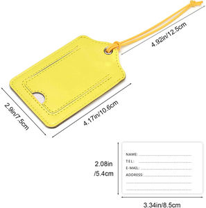 Étiquettes de bagages en cuir PU vierge personnalisées, étiquette d'identification de nom, étiquette de valise avec cornet élastique pour sac de voyage - Product Image 3